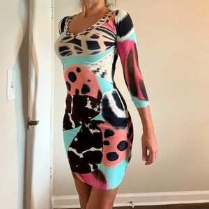 NWOT Blumarine Multicolor Bodycon Dress Size 38